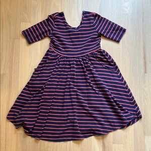 Hanna Andersson Navy&Coral Fit&Flare Skater Twirl Dress w/ Pockets! 120cm/sz6-7
